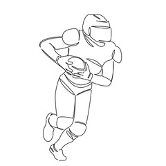One continuous single drawing line art flat doodle athlete, sport, girl, player, team, ball, rugby, american. Isolated image hand draw contour on a white background, hand drawn, not AI