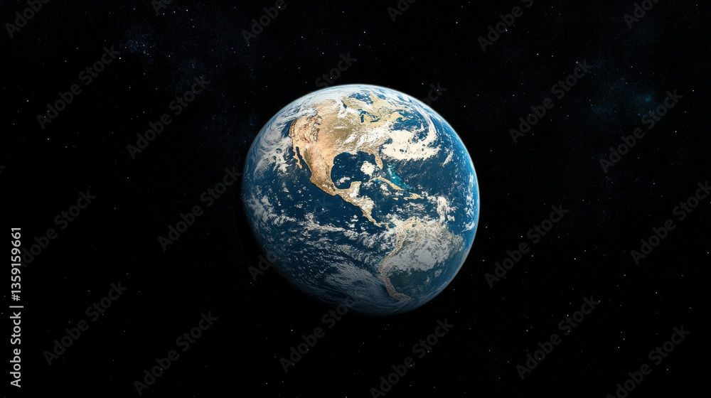 Poster planet earth 3d illustration. transparent pixel map with luminous elements on a dark abstract backgr