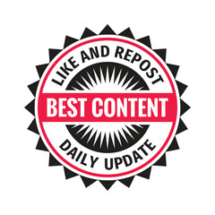 Fototapeta premium Best content badge for popular bloggers, influencers - vector graphic design. Concept logo sticker badge for blog, social network. Graphic design element. 
