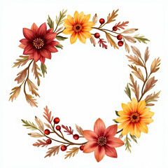 Obraz premium Beautiful floral wreath design with autumn colors and seasonal elements for decor