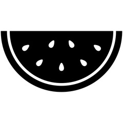 スイカ　アイコン　白黒　シルエット　ベクターイラスト