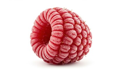 Close up of red raspberry showcasing its natural form and texture Healthy snack, organic produce