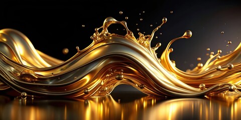 Golden liquid swirling and splashing in a dynamic display of flowing elegance