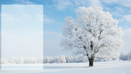 Fototapeta premium Snow covered tree stands in serene winter landscape showcasing natural beauty and tranquility