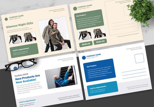 Green and Blue Fashion Postcard