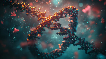 Scientific molecule 3D illustration for medicine, science, technology, chemistry, biology. Wallpaper or banner with nano molecules. Biotechnology and genetic modification futuristic image