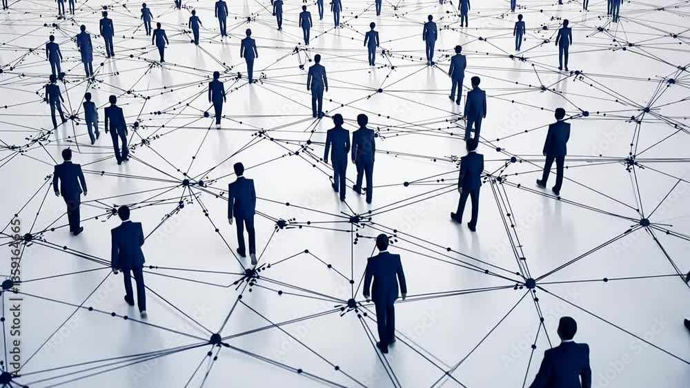 Poster dynamic network of individuals interacting in a modern environment generative ai