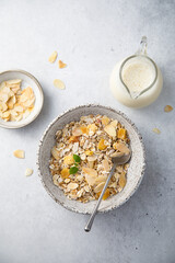 Homemade muesli with almond flakes