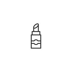 Minimalist vector icon of lipstick in simple line art style