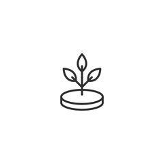 Minimalistic vector icon of plant growing from seed in line art style