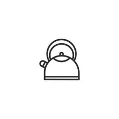 Minimalist single line vector icon of a kettle with handle and lid