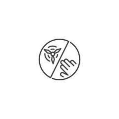 Drone and hand split circle icon for technology and human interaction