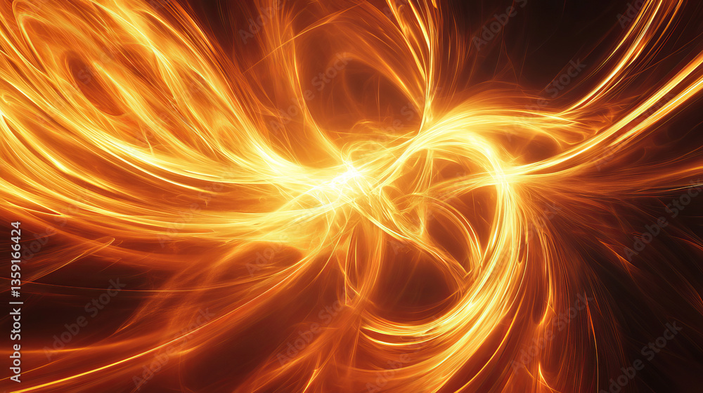 Poster abstract nanofiber 3d illustration. twisted lines with dots of light. neuro impulse in cyber stream