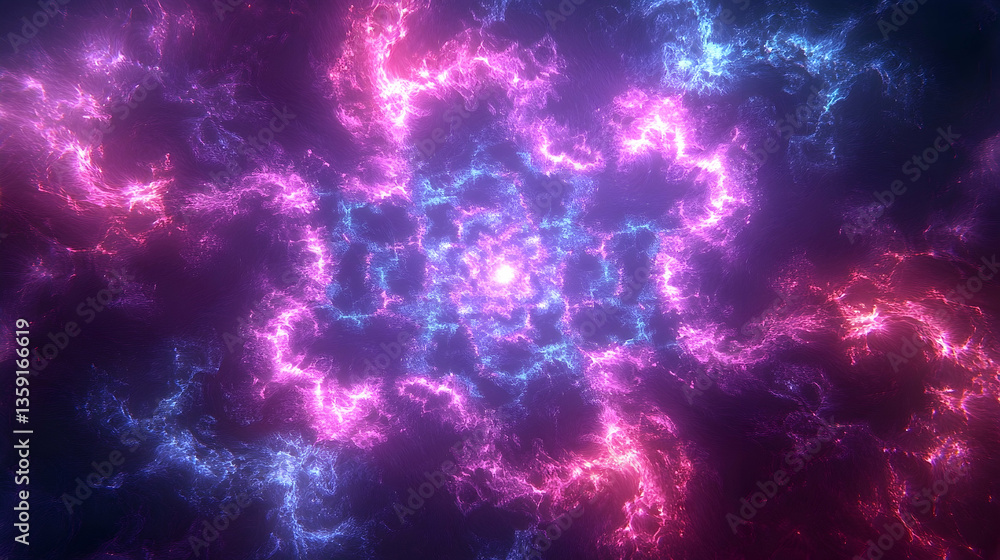 Aufkleber colorful abstract fractal design with swirling patterns and glowing energy in a cosmic background