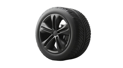 Obraz premium A sleek, modern black tire showcasing aerodynamic design and tread patterns.