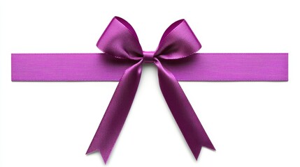 Elegant Purple Satin Ribbon Bow Isolated on White Background Perfect for Gift Wrapping Design