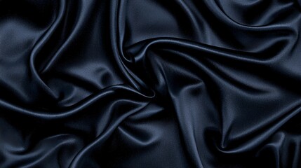 Fototapeta premium Luxurious Dark Blue Silk Fabric Draped Elegant Smooth Texture Background