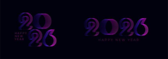 Happy New Year 2026 glitch line style in vibrant colour , celebration, greeting card, invitation, calendar concept. Design template post new year 2026.