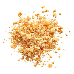 Pile of Light Brown Almond Flour with Scattered Pieces on a White Background in PNG Format