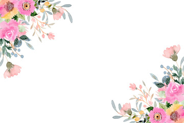 Watercolor flowers background vector for design.