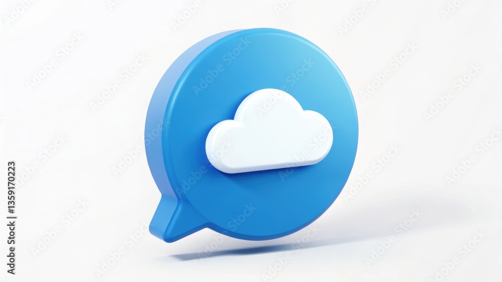 Poster cloud icon: an azure chat bubble icon, elegantly portraying a cloud symbol at its core, symbolizing 