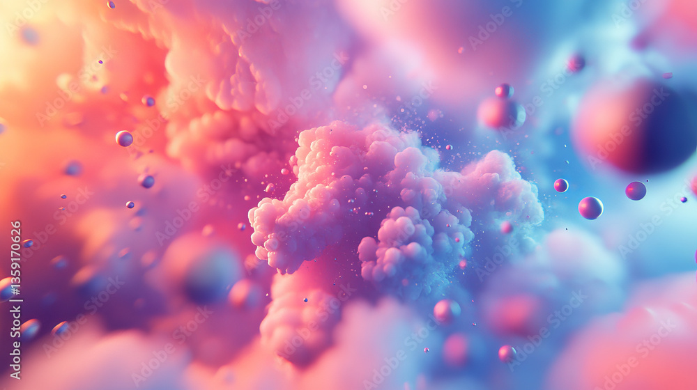 Poster big data, cryptography programming 3d illustration. neural network, cloud technologies. global datab