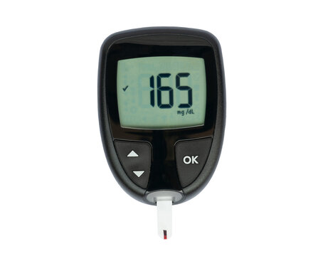 Diabetes blood sugar glucometer on transparent background (PNG File)