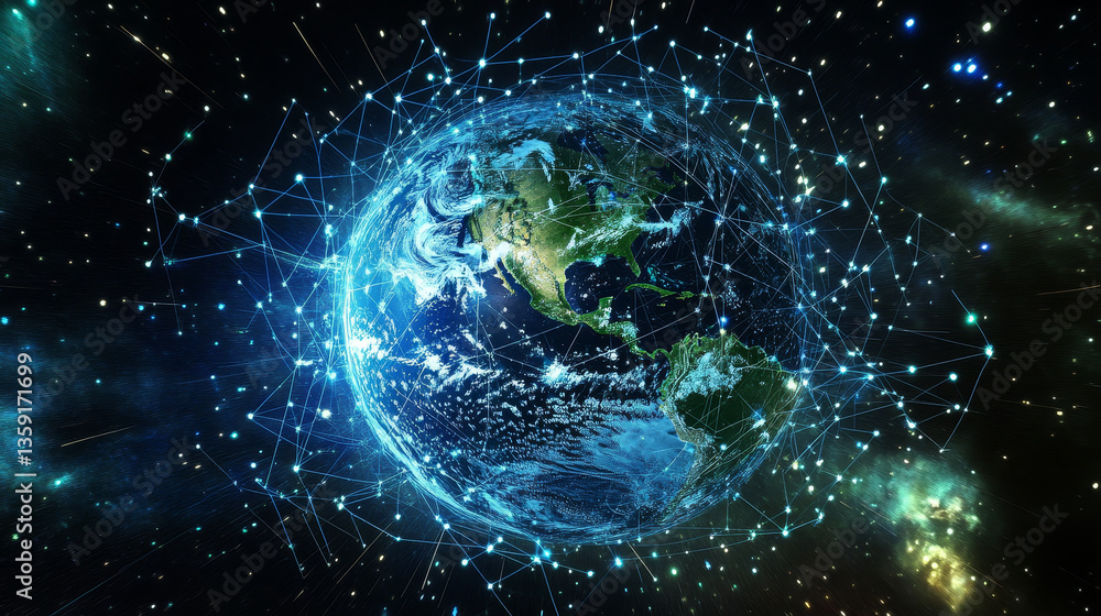 Poster flight. high speed internet technology. portal 3d illustration. space and time, global digital datab