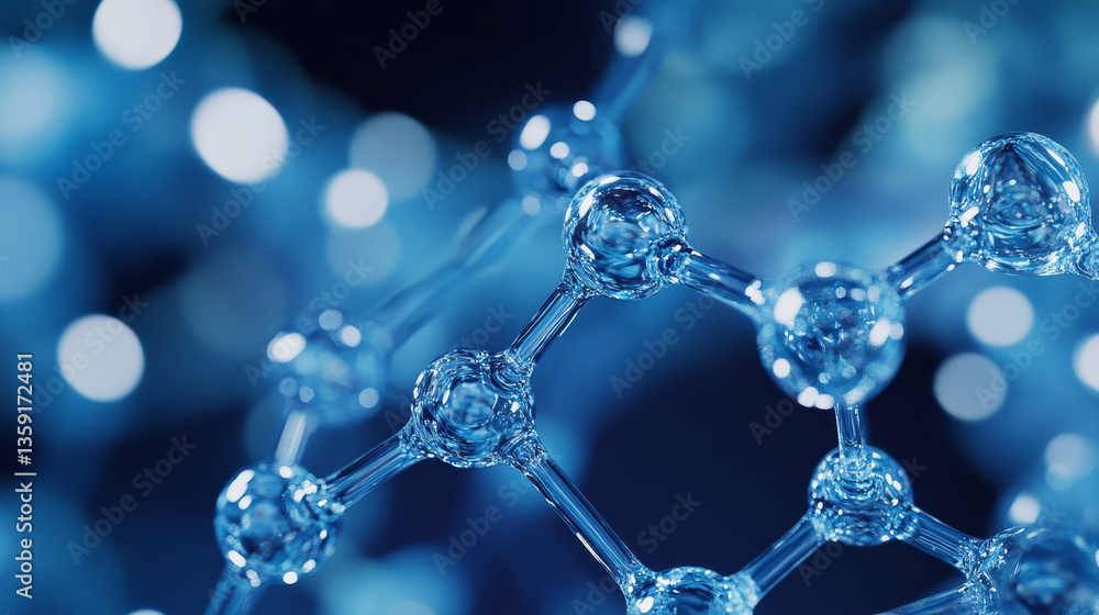 Poster molecule 3d illustration. abstract molecular lattice, cellular structure. transparent elements with 