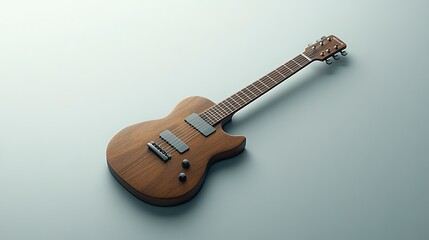 Fototapeta premium Wooden electric guitar, simple studio shot