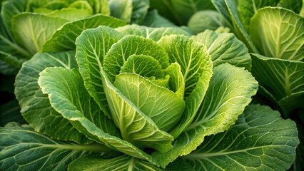 Green cabbage head, highlighting the food and vegetable theme.
