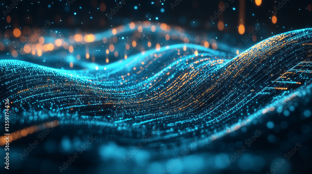 Aufkleber cyber hi-tech. futuristic big data stream. motion of digital data flow. data transmission channel 3d