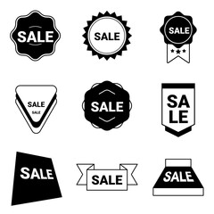 Minimalist black and white SALE labels and discount tags set