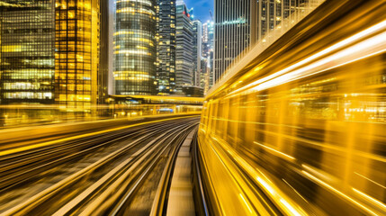 Naklejka premium Dynamic cityscape with motion blur and bright lights