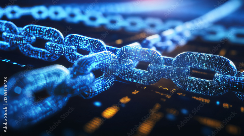 Poster blockchain, high-tech background and information clusters. bigdata concept of digital cyberspace. qu