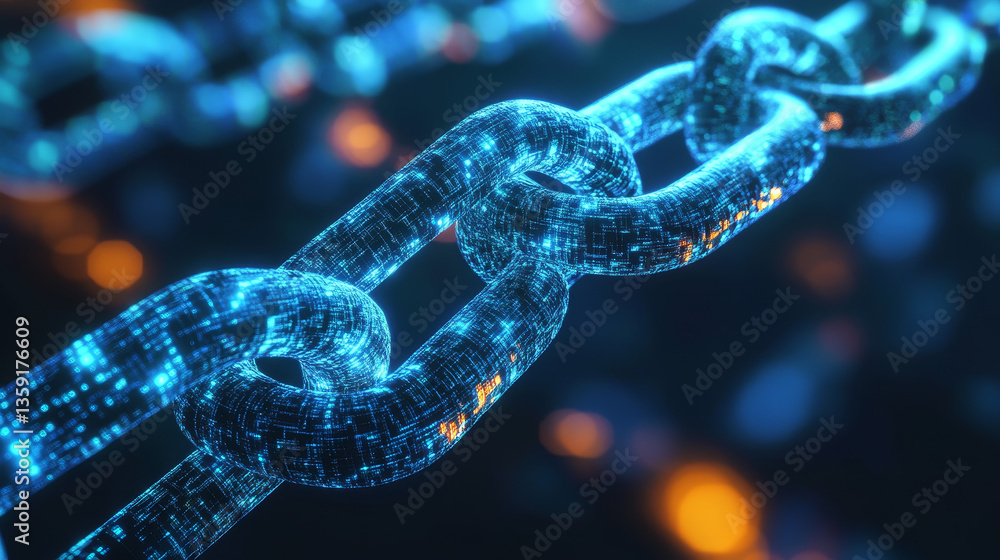 Poster blockchain, high-tech background and information clusters. bigdata concept of digital cyberspace. qu
