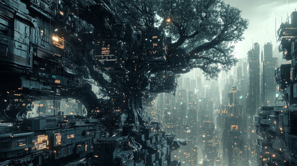 Brain. Cyber mind and Digital Neural Networks. Artificial intelligence in civilization of future. Fantastic 3D illustration