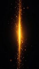 A striking gold flare vector in the center of a dark black background, emitting a radiant glow,  background,  spotlight