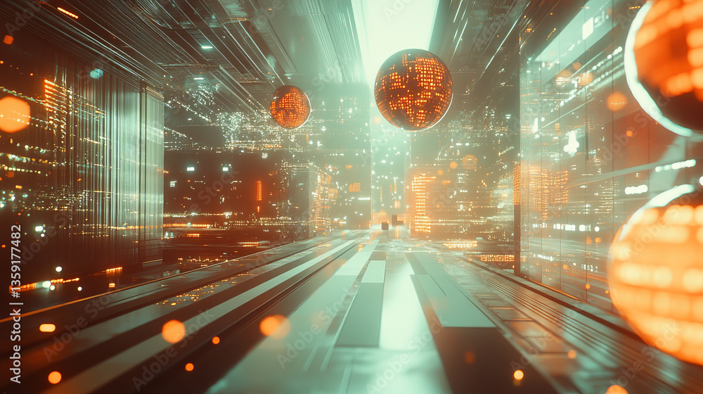 Poster big data, cryptography programming 3d illustration. neural network, cloud technologies. global datab
