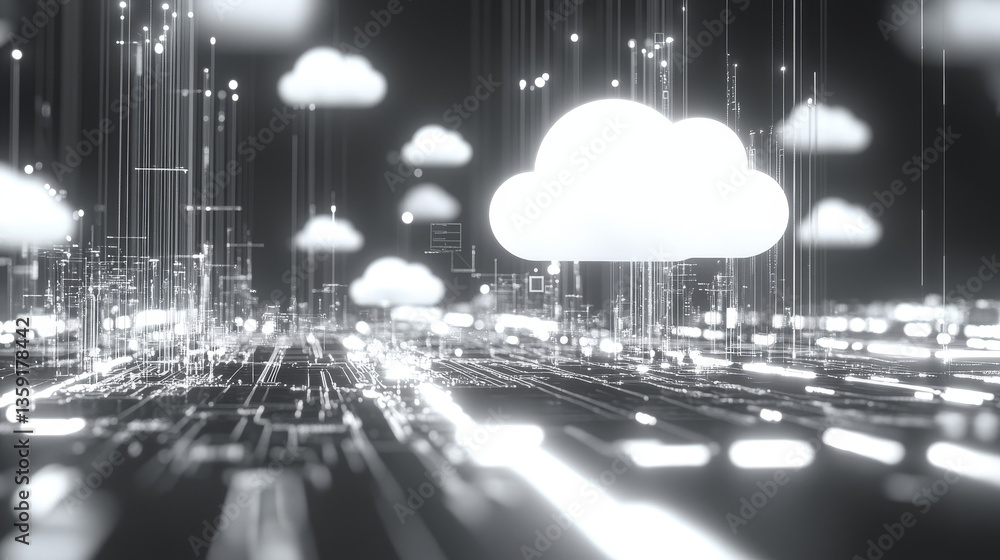 Poster big data 3d illustration. neural network and cloud technologies. global database and artificial inte