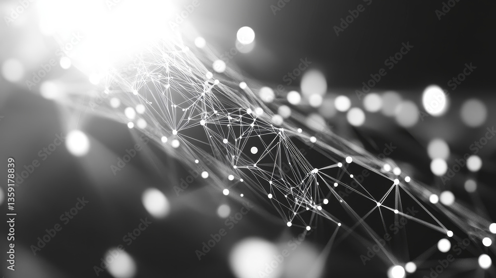 Poster big data 3d illustration. neural network and cloud technologies. global database and artificial inte