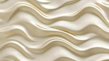 Fototapeta premium Creamy waves of off-white silk fabric texture.