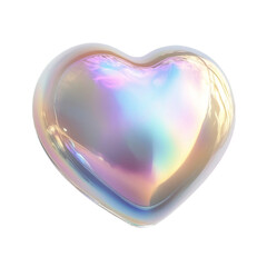 Iridescent heart shape object abstract art design,