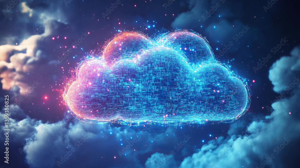 Poster big data and cybersecurity 3d illustration. neural network and cloud technologies. global database a