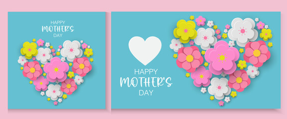 Mother's Day card, banner, poster, flyer, label or cover with tulips flowers and love letter, abstract floral frame style.Spring summer valentie's day abstract floral design template for ads and promo