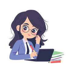 Smart Businesswoman Vector Style illustration. Eps 10 File 