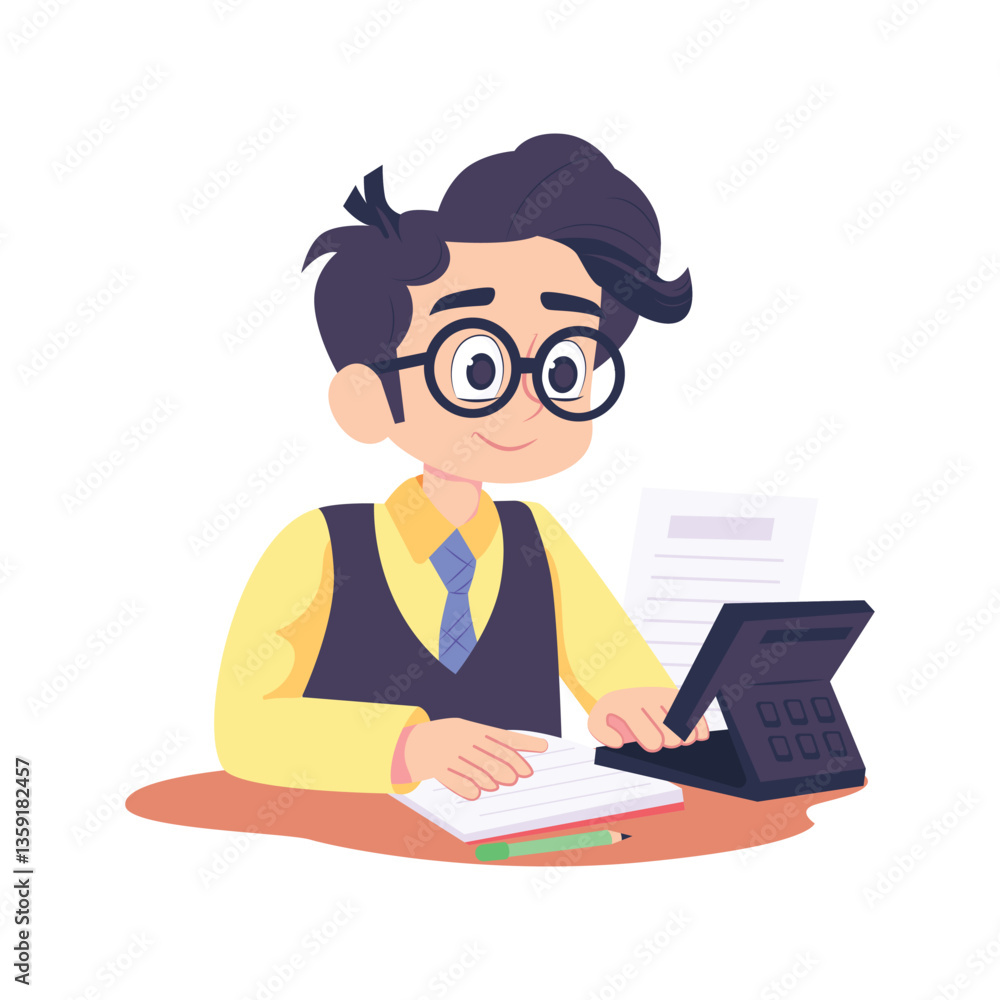 Poster calculating vector style illustration. eps 10 file