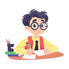 The boy is writing Vector Style illustration. Eps 10 File 