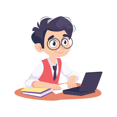 Man With a laptop Vector Style illustration. Eps 10 File 