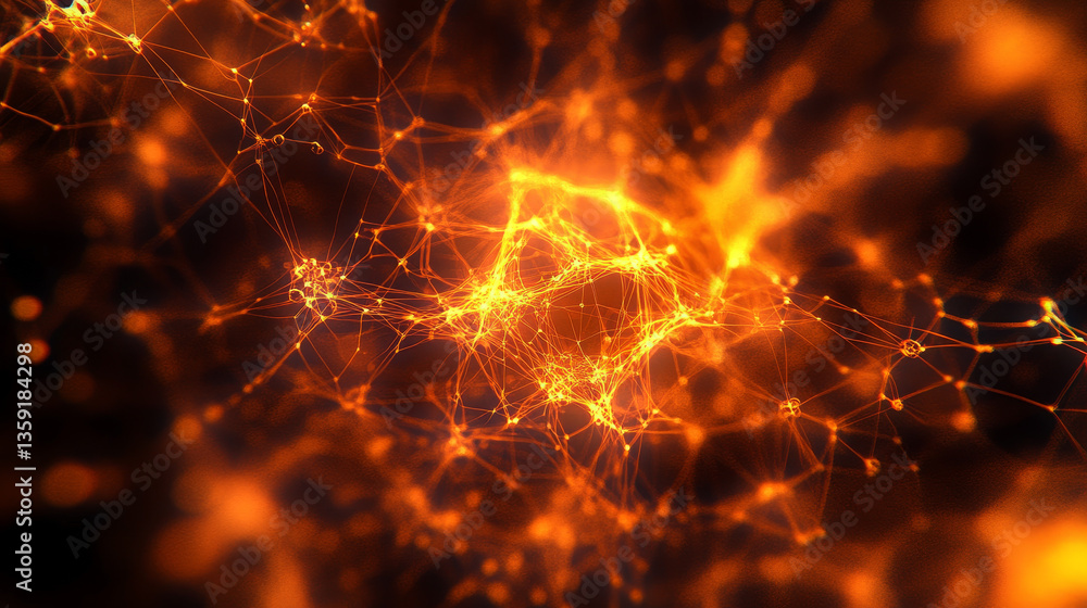Poster big data concept. crystal mesh 3d illustration. neural connections in digital brain. data network an